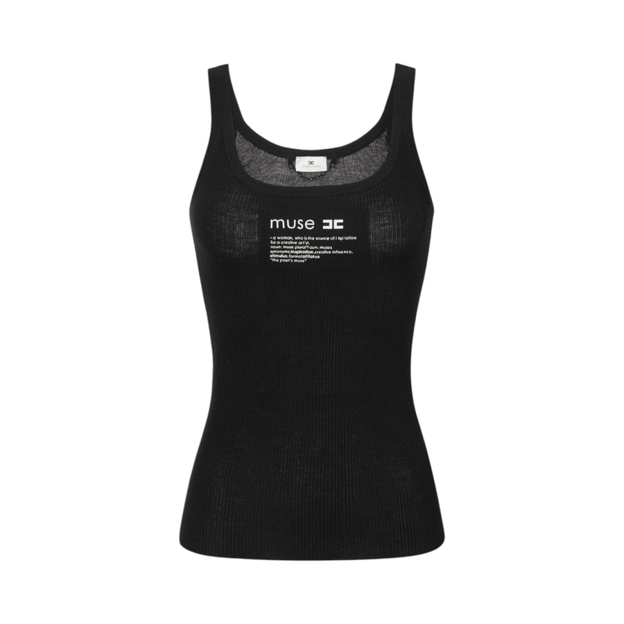 Top donna in maglia con dettaglio lettering