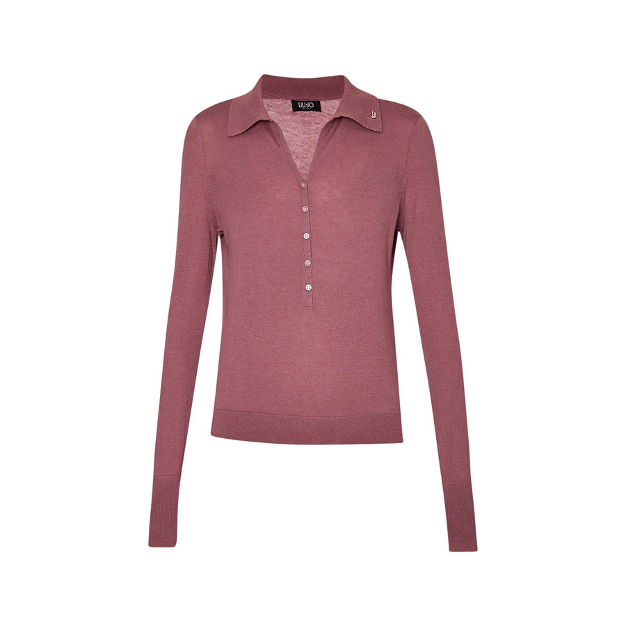 Polo donna in maglia di misto cashmere