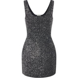 Mini abito donna in maglia con paillettes