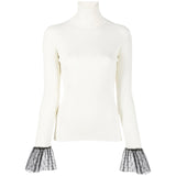 Maglia donna  in misto lana con dettaglio tulle