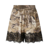 Shorts donna camouflage con pizzo