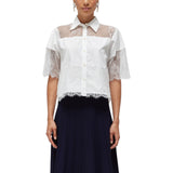 Camicia donna in cotone con pizzo