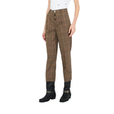 Pantaloni donna a quadretti con pince