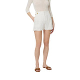 Shorts donna in misto lino con cinturini