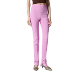 Pantalone donna con piega in lino e viscosa stretch