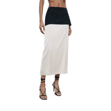 Gonna donna midi color block in misto viscosa