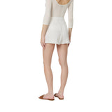 Shorts donna in misto lino con cinturini