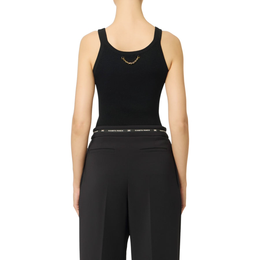 Top donna in maglia con dettaglio lettering