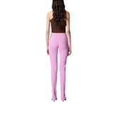 Pantalone donna con piega in lino e viscosa stretch