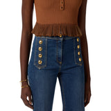 Jeans donna a palazzo con bottoni