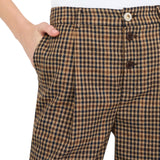 Pantaloni donna a quadretti con pince