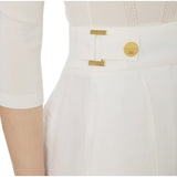 Shorts donna in misto lino con cinturini