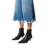 Jeans donna bermuda lungo con orlo distressed