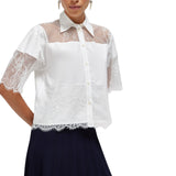 Camicia donna in cotone con pizzo