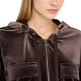 Felpa donna in ciniglia con cappuccio