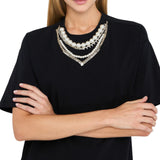 T-shirt donna con perle e strass