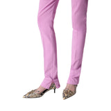 Pantalone donna con piega in lino e viscosa stretch