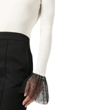 Maglia donna  in misto lana con dettaglio tulle