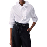 Camicia donna in popeline con rouches