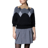 Maglia donna jacquard con lurex di volume