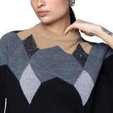 Maglia donna jacquard con lurex di volume