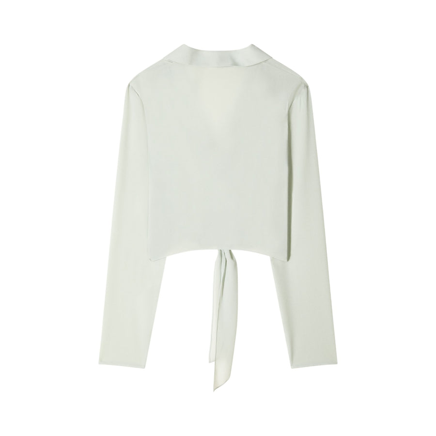 Blusa donna corta con nodo in vita