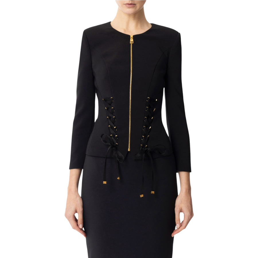 Giacca donna in crêpe con lacci criss-cross