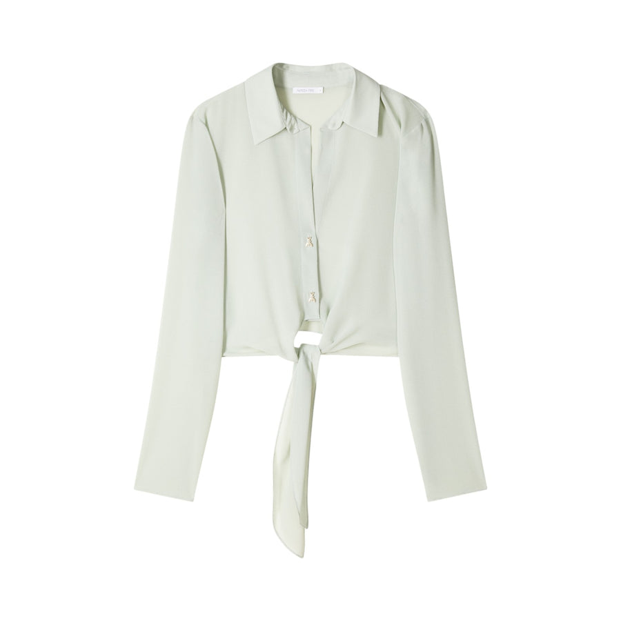 Blusa donna corta con nodo in vita
