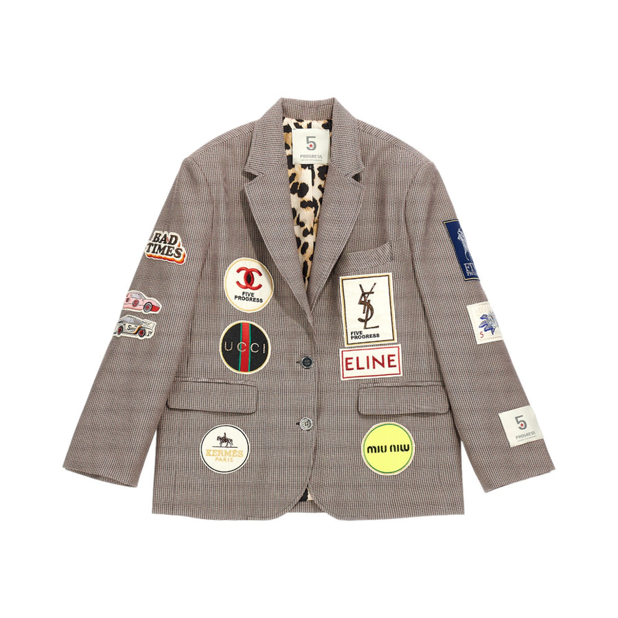 Giacca donna patch quadretto multicolor