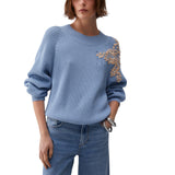 Maglia donna con ricamo in rafia
