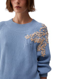 Maglia donna con ricamo in rafia