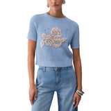 Maglia donna con ricamo in rafia