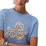 Maglia donna con ricamo in rafia