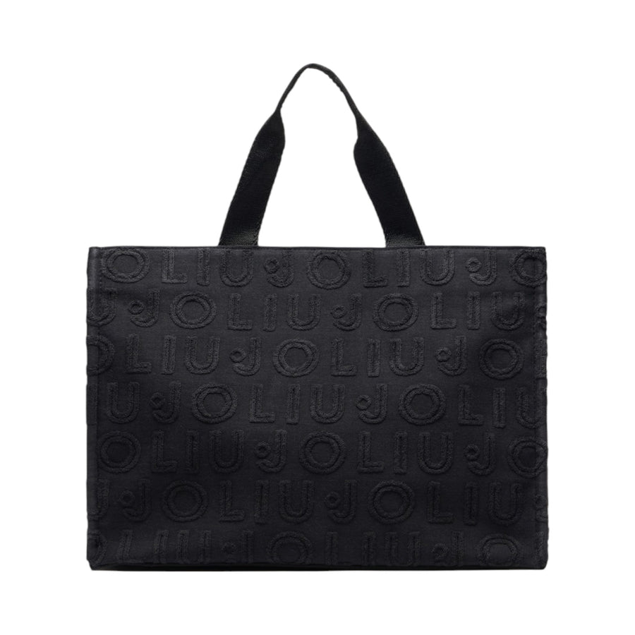 Borsa donna tote jacquard nera