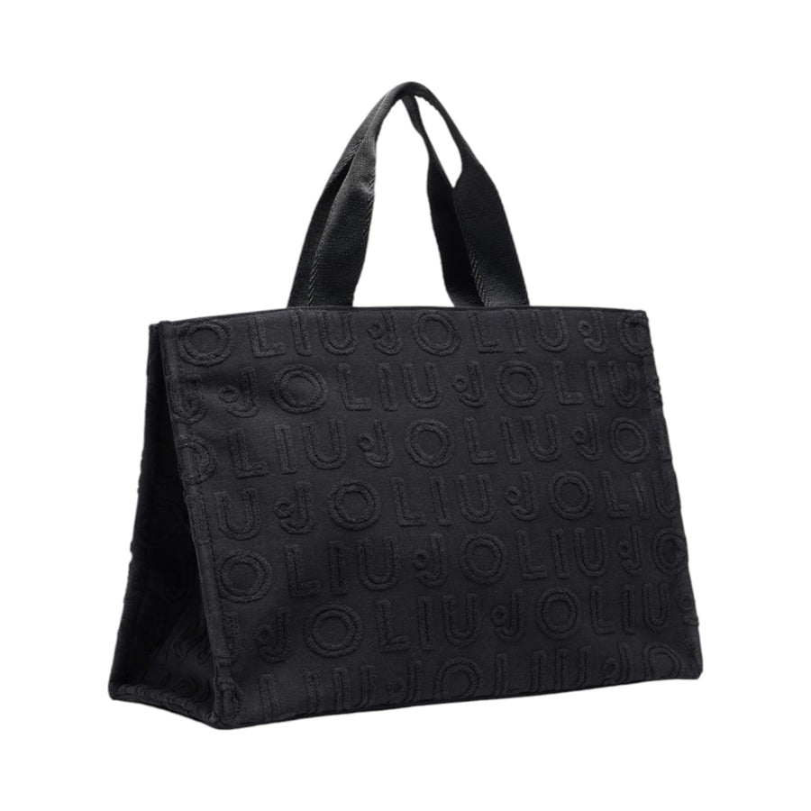 Borsa donna tote jacquard nera