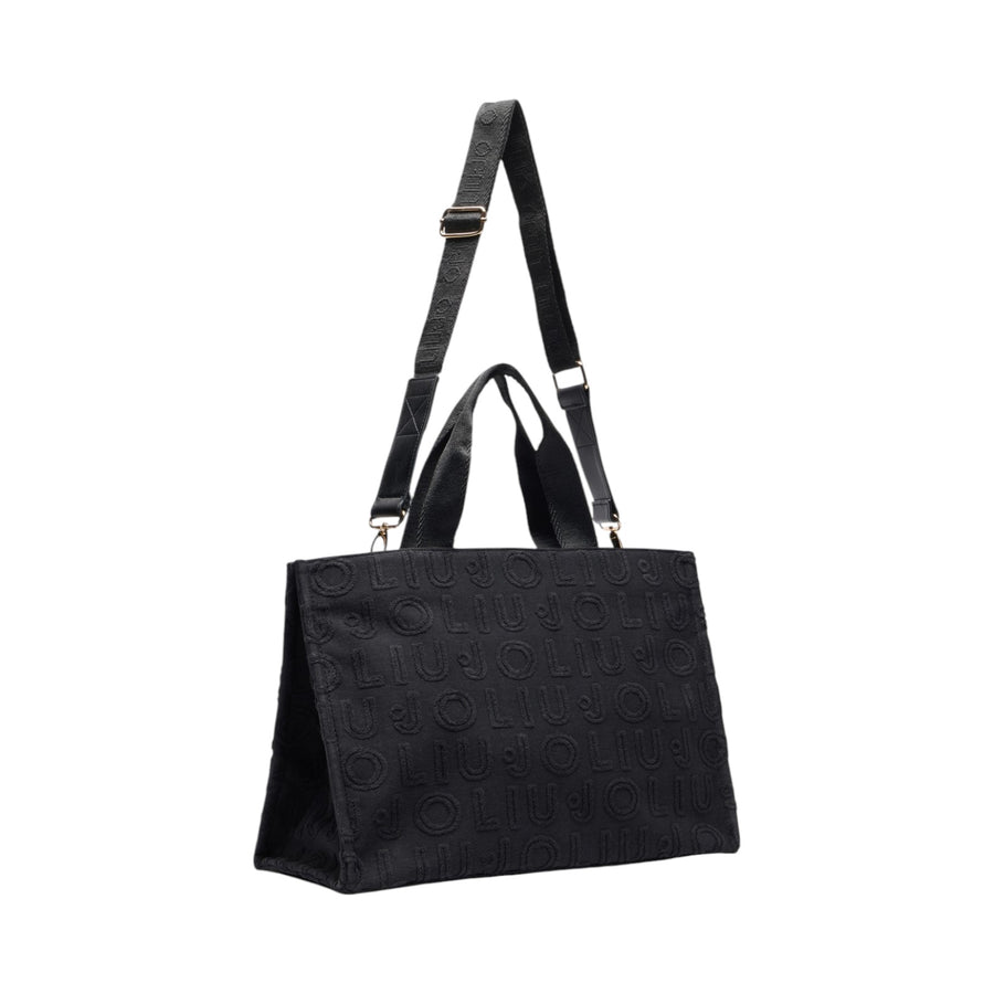 Borsa donna tote jacquard nera