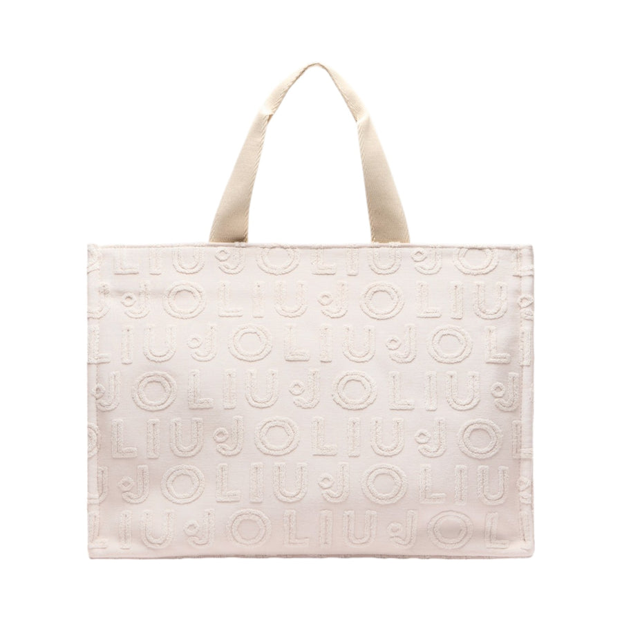 Borsa donna tote jacquard beige