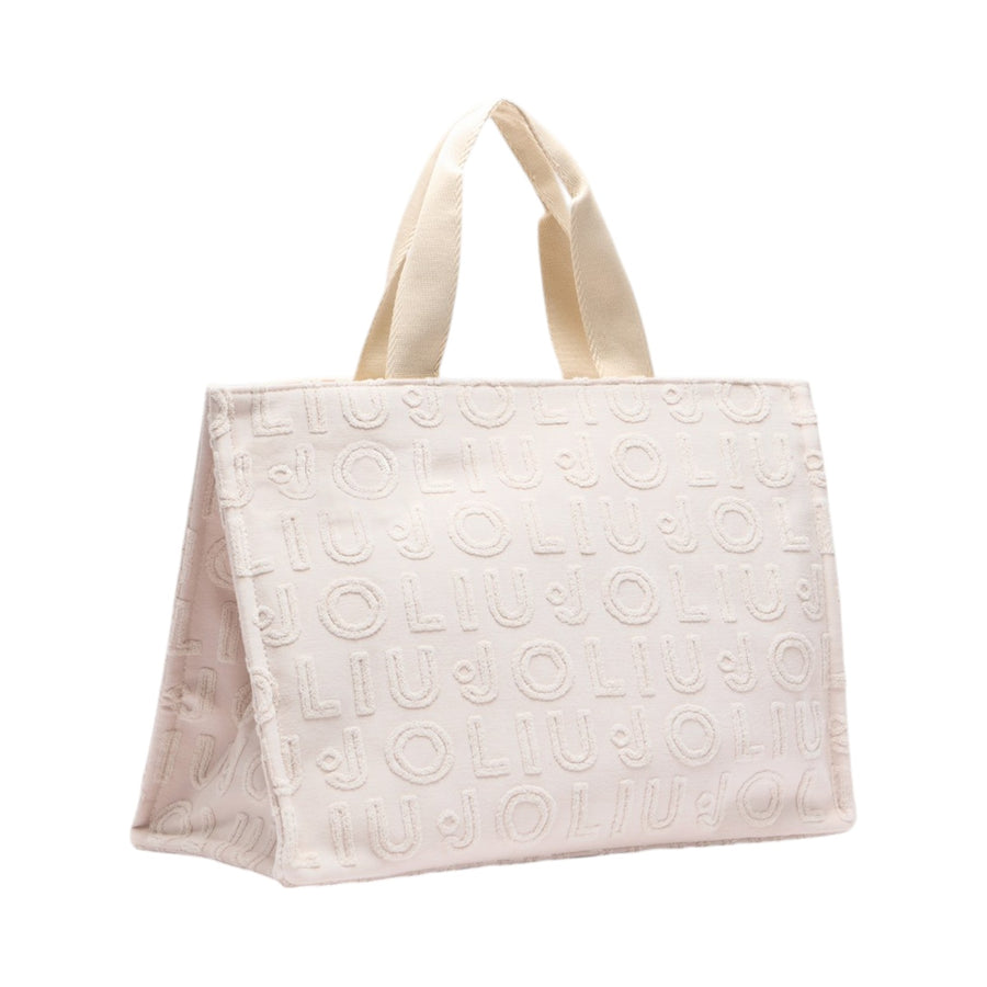 Borsa donna tote jacquard beige