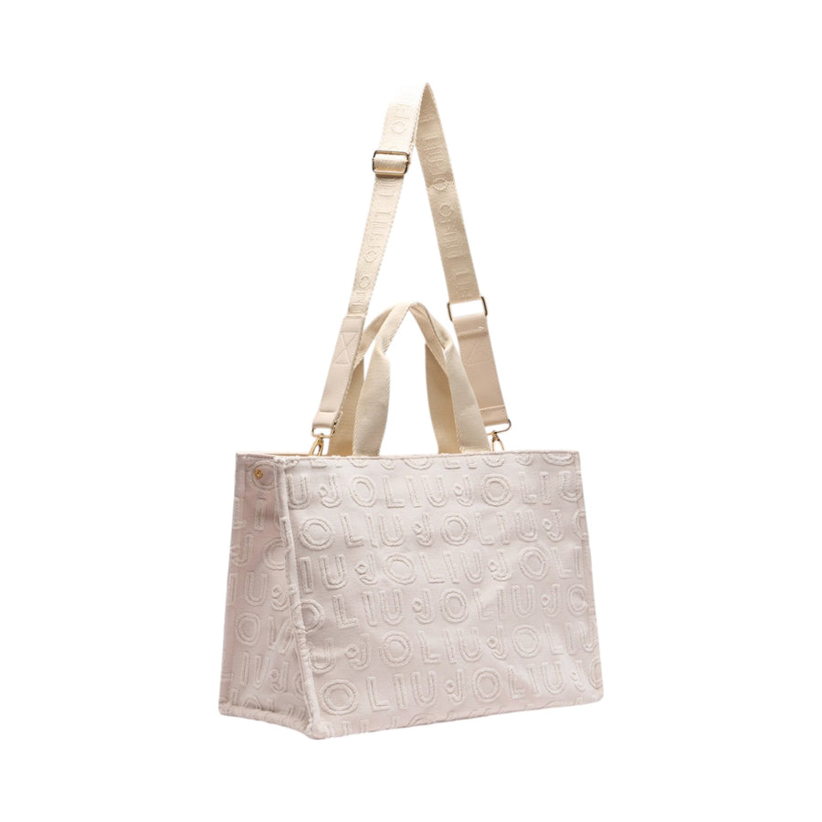 Borsa donna tote jacquard beige