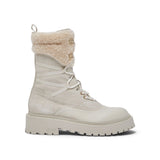 Anfibi donna in suede con dettaglio teddy