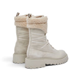 Anfibi donna in suede con dettaglio teddy