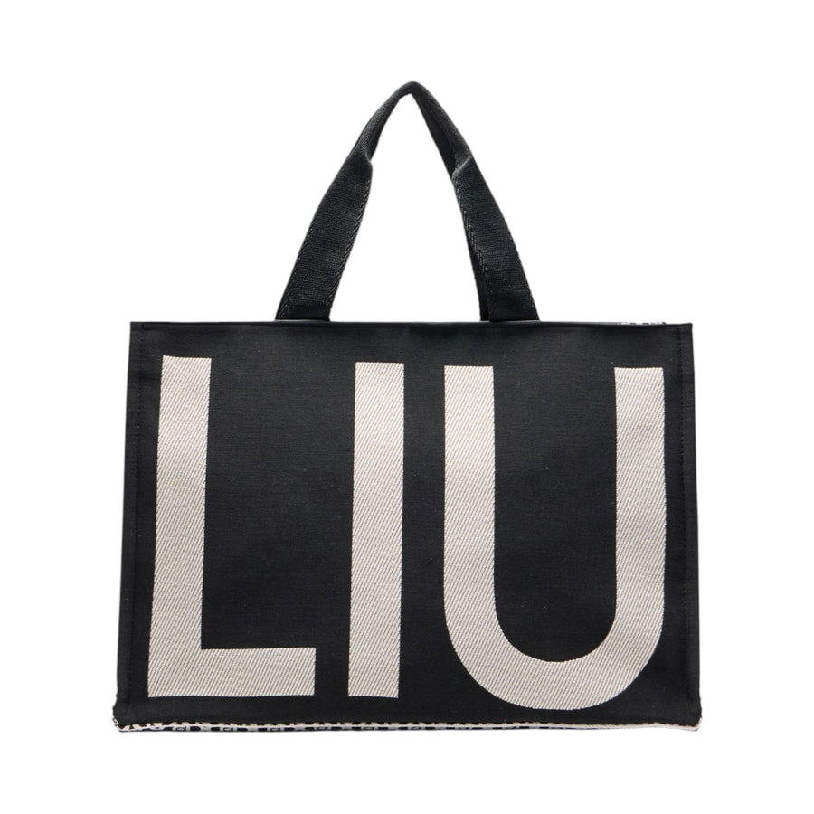 Borsa donna tote monogram jacquard nera