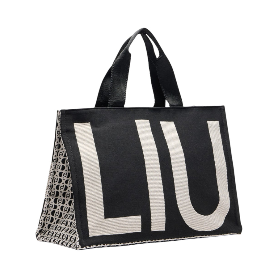 Borsa donna tote monogram jacquard nera