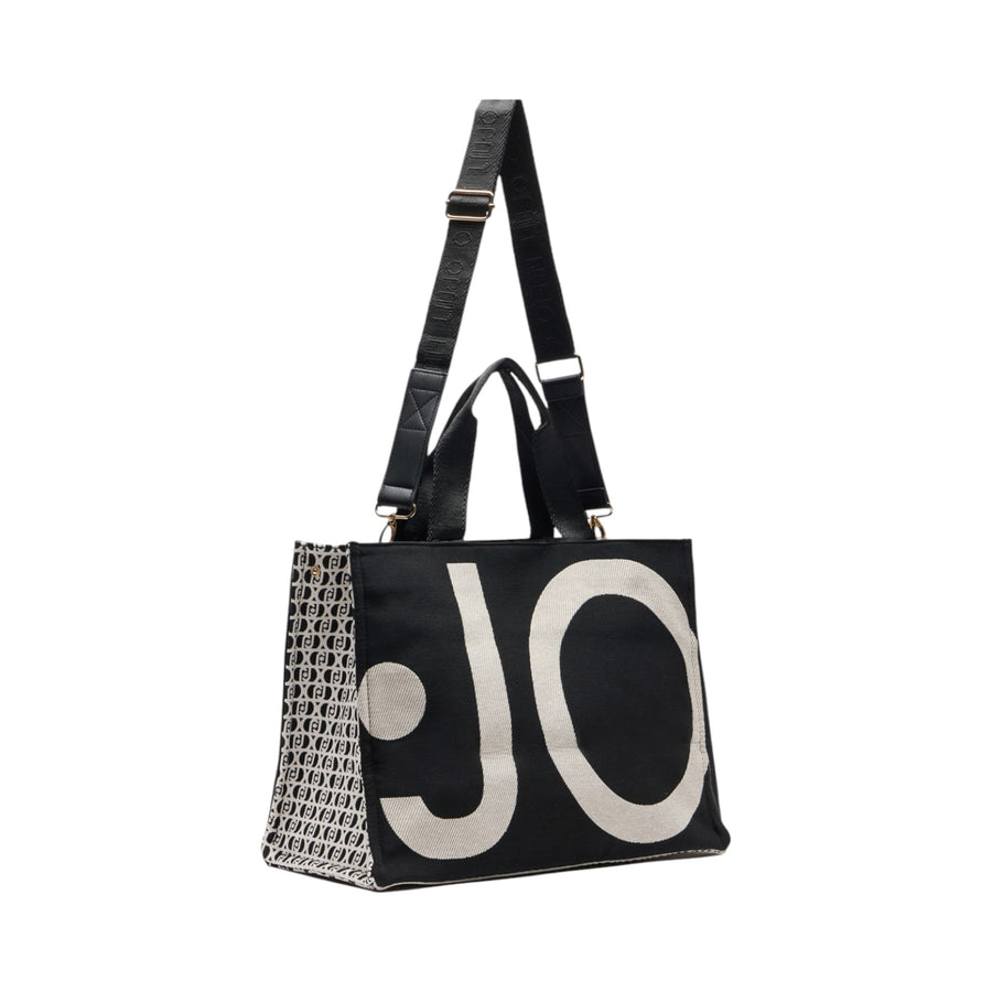 Borsa donna tote monogram jacquard nera