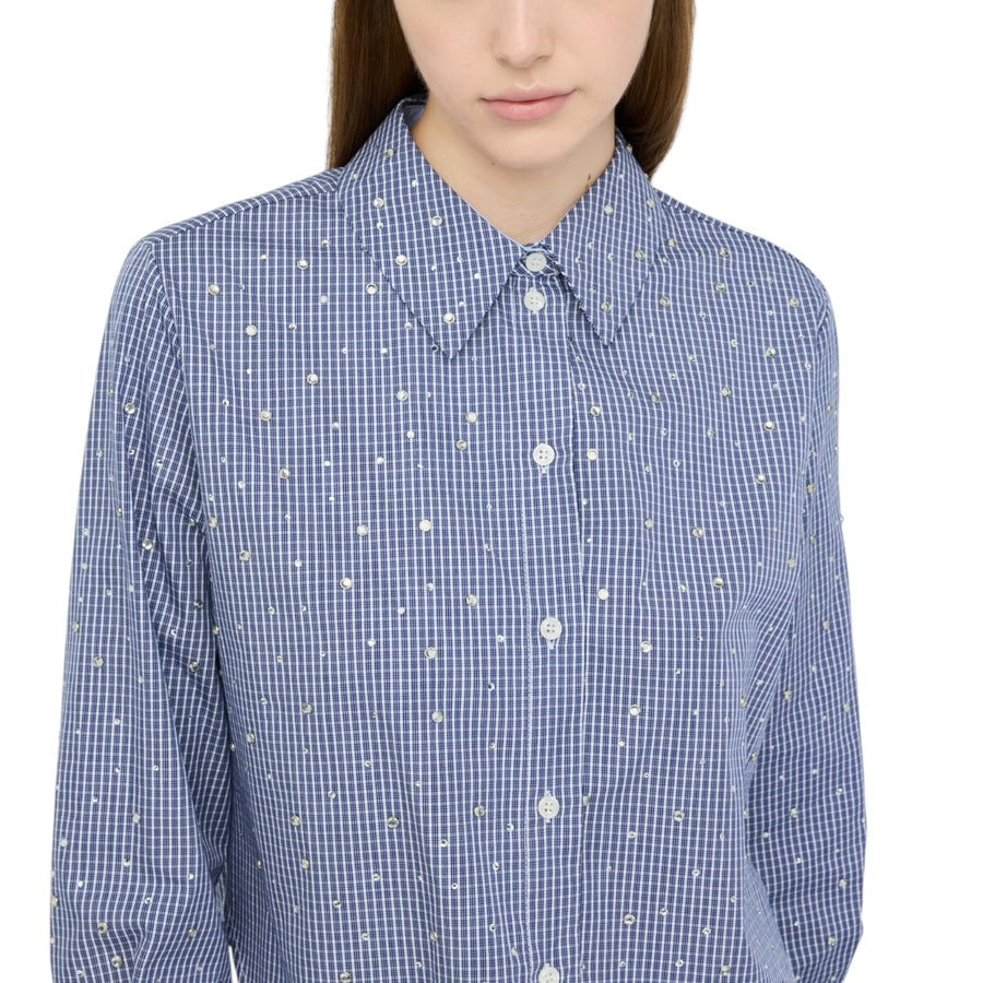 Camicia donna in popeline con strass