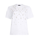 T-shirt donna con perle e strass