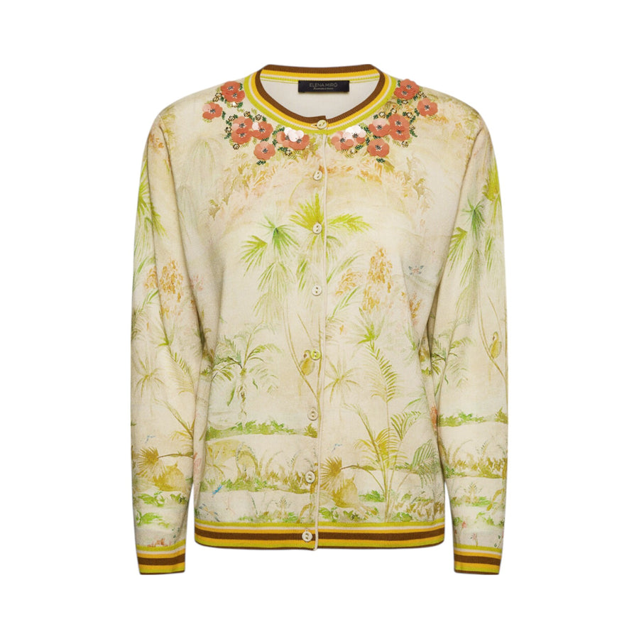 Cardigan donna stampato e ricamato
