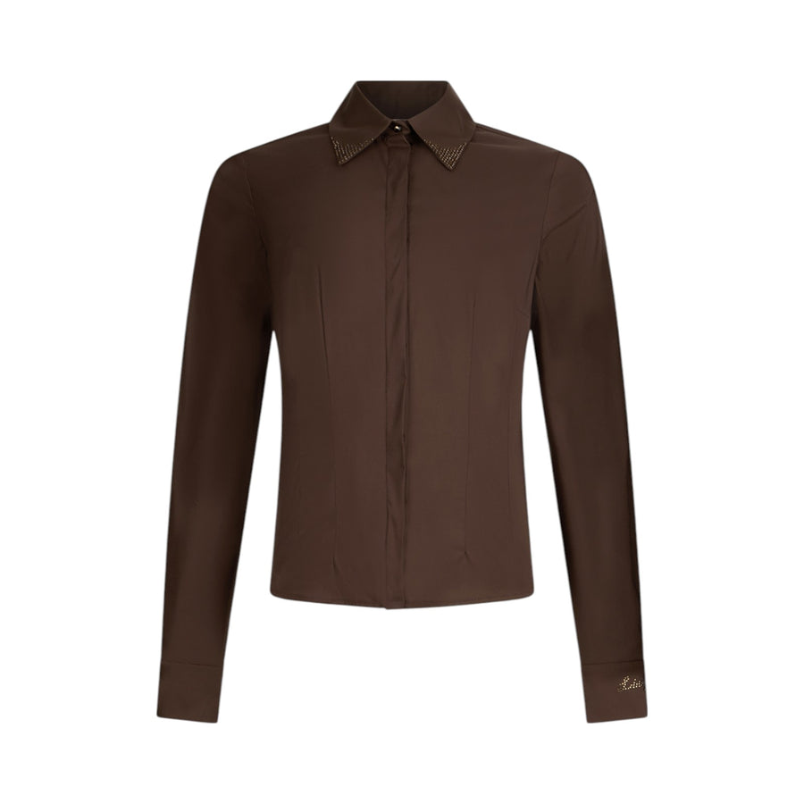 Camicia donna in popeline con strass