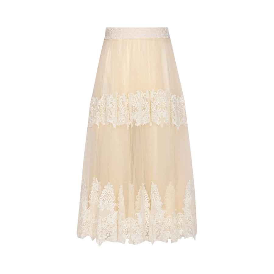 Gonna donna in tulle con decorazioni in pizzo