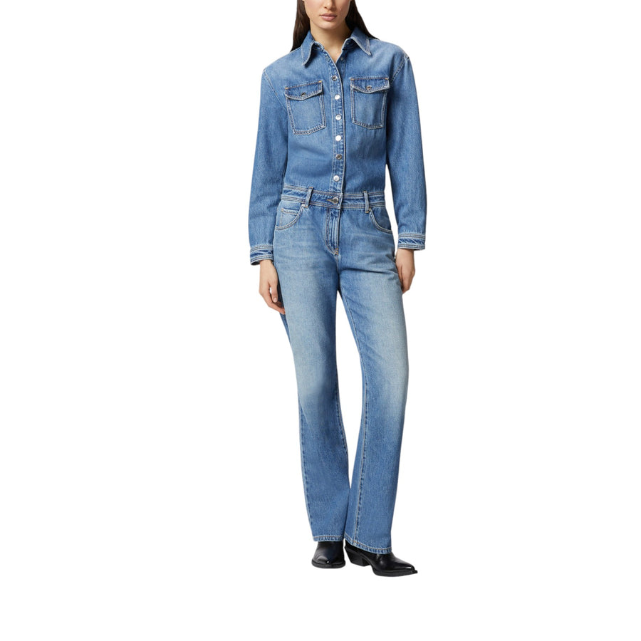 Tuta jeans donna lunga con taschini